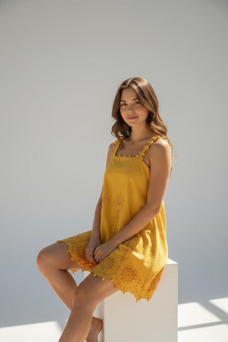 Immagine di River Island Yellow Embroidered Sleeveless Dress RRP £60 3